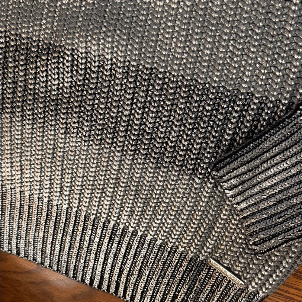 Michael Kors metallic coated Black and Silver Striped Crewneck Sweater